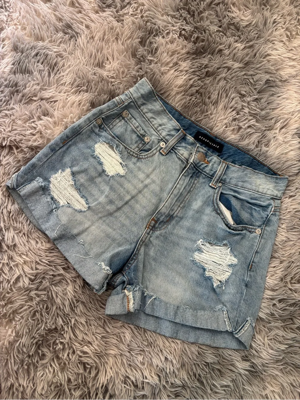 Aeropostale Light Blue Distressed Denim Shorts